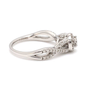 Customised 20-pointer Designer Platinum Solitaire Ring with Halo & Designer Shank JL PT 677-A