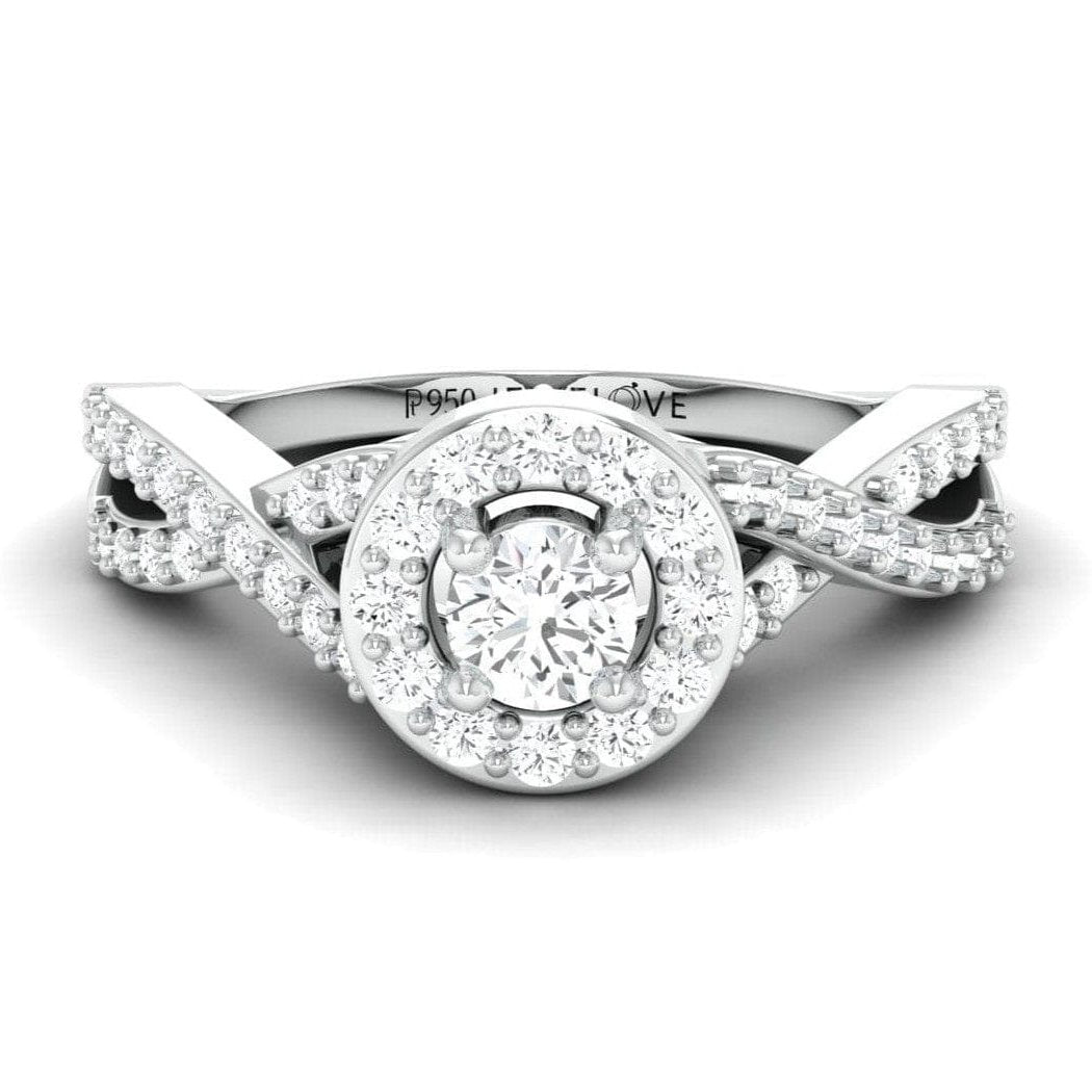 Designer Platinum Solitaire Ring with Halo & Designer Shank JL PT 677