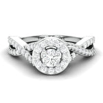 Load image into Gallery viewer, Designer Platinum Solitaire Ring with Halo &amp; Designer Shank JL PT 677
