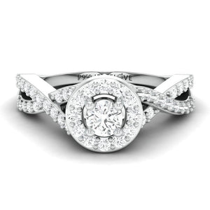 Designer Platinum Solitaire Ring with Halo & Designer Shank JL PT 677