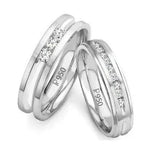 Load image into Gallery viewer, Designer Platinum Wedding Bands with Diamonds JL PT 239
