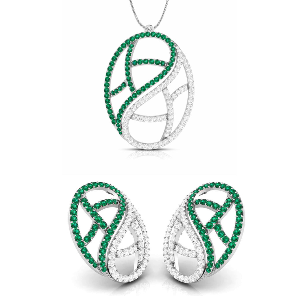 Designer Platinum Set with Diamond & Emerald for Women JL PT PE NL8526E  Pendant-Set Jewelove.US