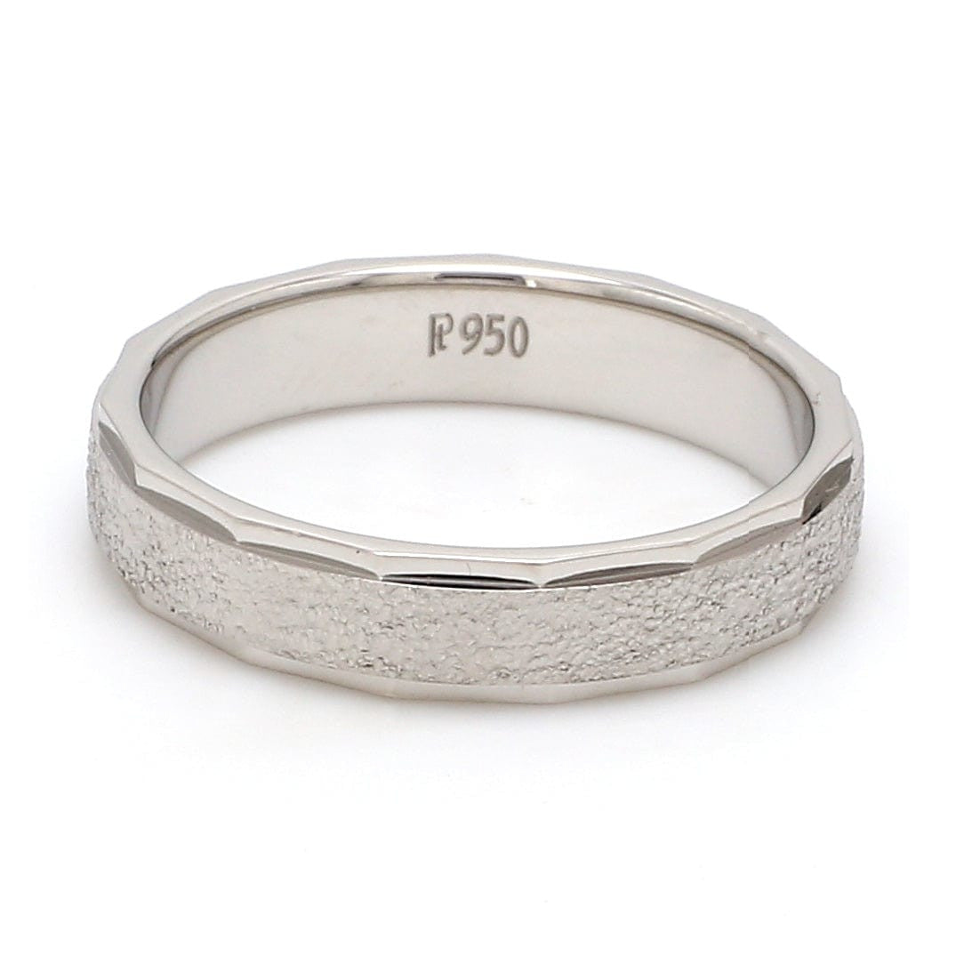 Designer Rough Texture Platinum Band with Cut Edges JL PT 663