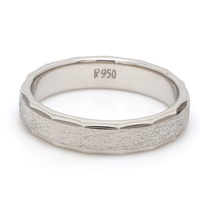 Designer Rough Texture Platinum Band with Cut Edges JL PT 663