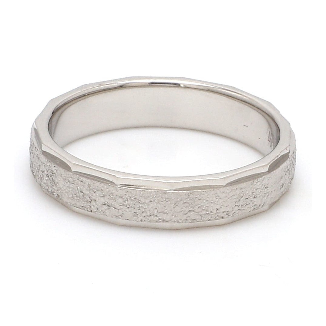 Designer Rough Texture Platinum Band with Cut Edges JL PT 663