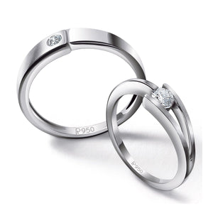 Designer Single Diamond Platinum Couple Rings JL PT 613