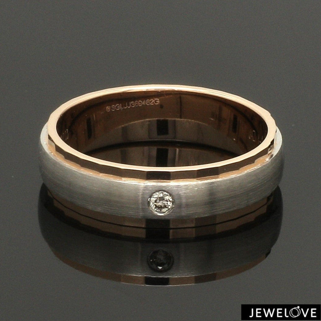 Designer Single Diamond Platinum Love Bands Rose Gold Base JL PT 655