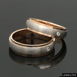 Load image into Gallery viewer, Designer Single Diamond Platinum Love Bands Rose Gold Base JL PT 655
