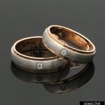 Load image into Gallery viewer, Designer Single Diamond Platinum Love Bands Rose Gold Base JL PT 655
