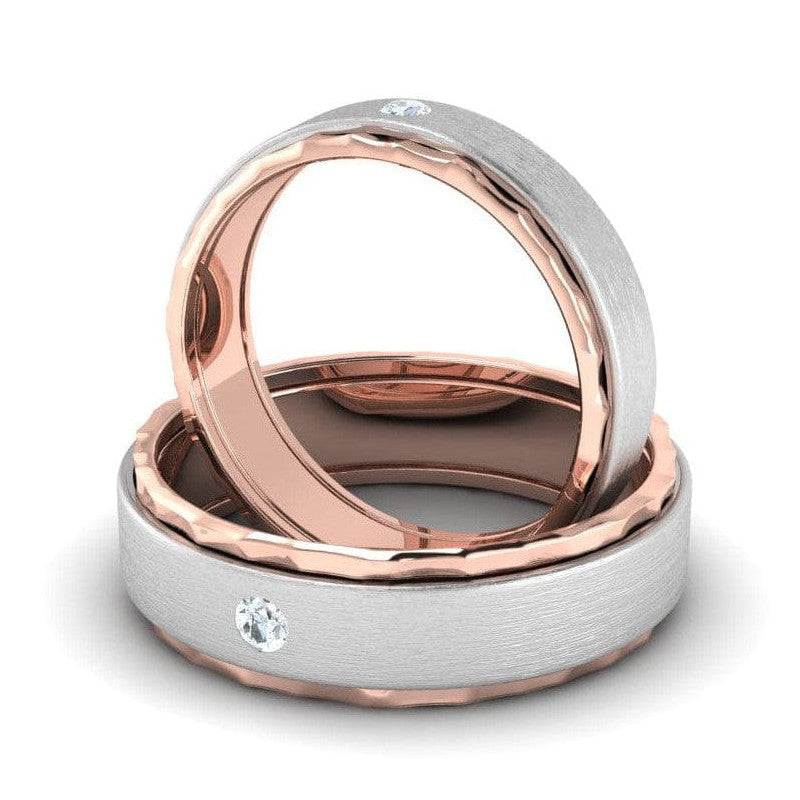 Designer Single Diamond Platinum Love Bands Rose Gold Base JL PT 655