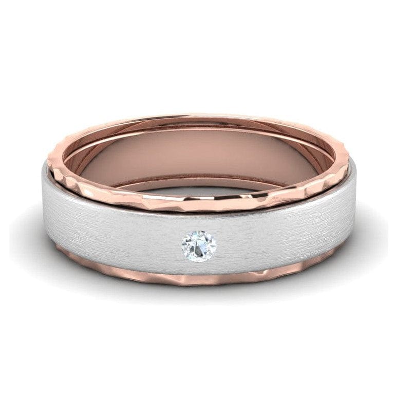 Designer Single Diamond Platinum Love Bands Rose Gold Base JL PT 655