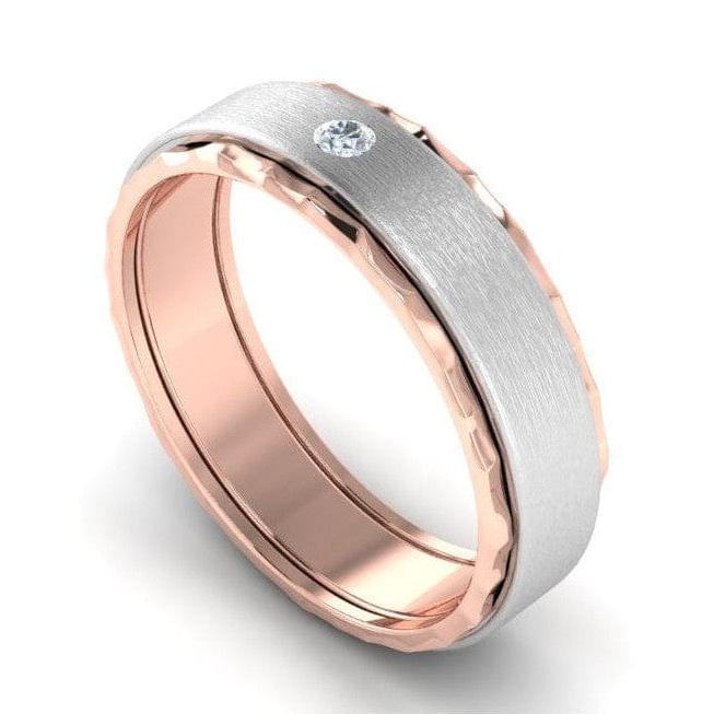 Designer Single Diamond Platinum Love Bands Rose Gold Base JL PT 655