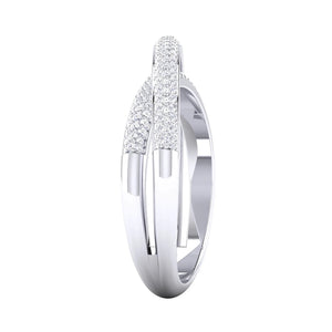 Designer Two Rings Conjoining Platinum Ring with Diamonds for Women JL PT 489