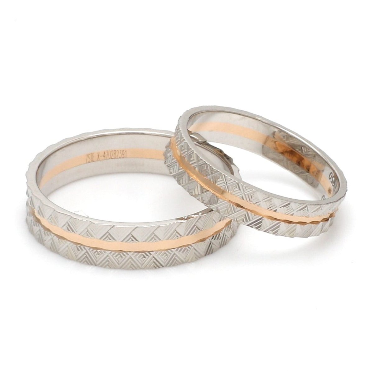 Designer Unisex Platinum & Rose Gold Couple Rings JL PT 1120