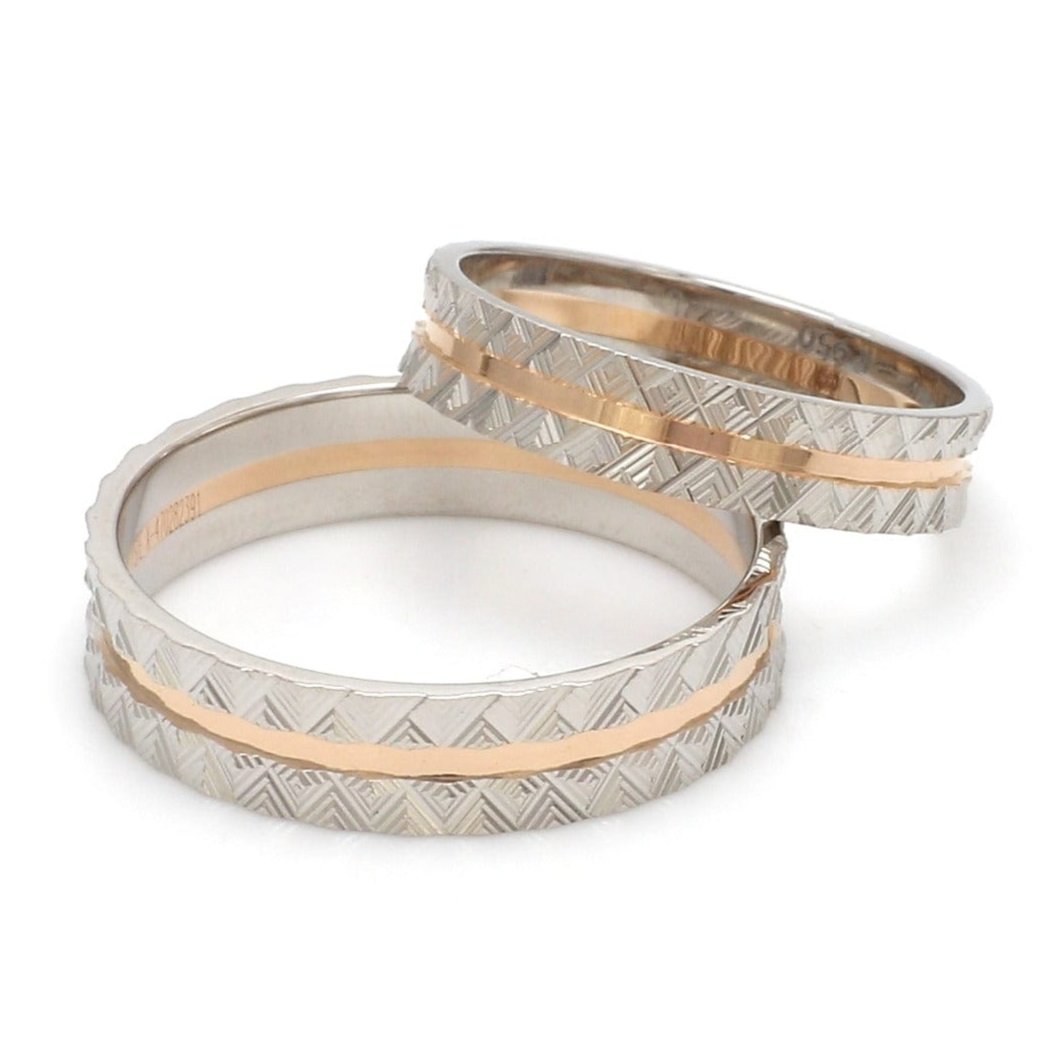 Designer Unisex Platinum & Rose Gold Couple Rings JL PT 1120