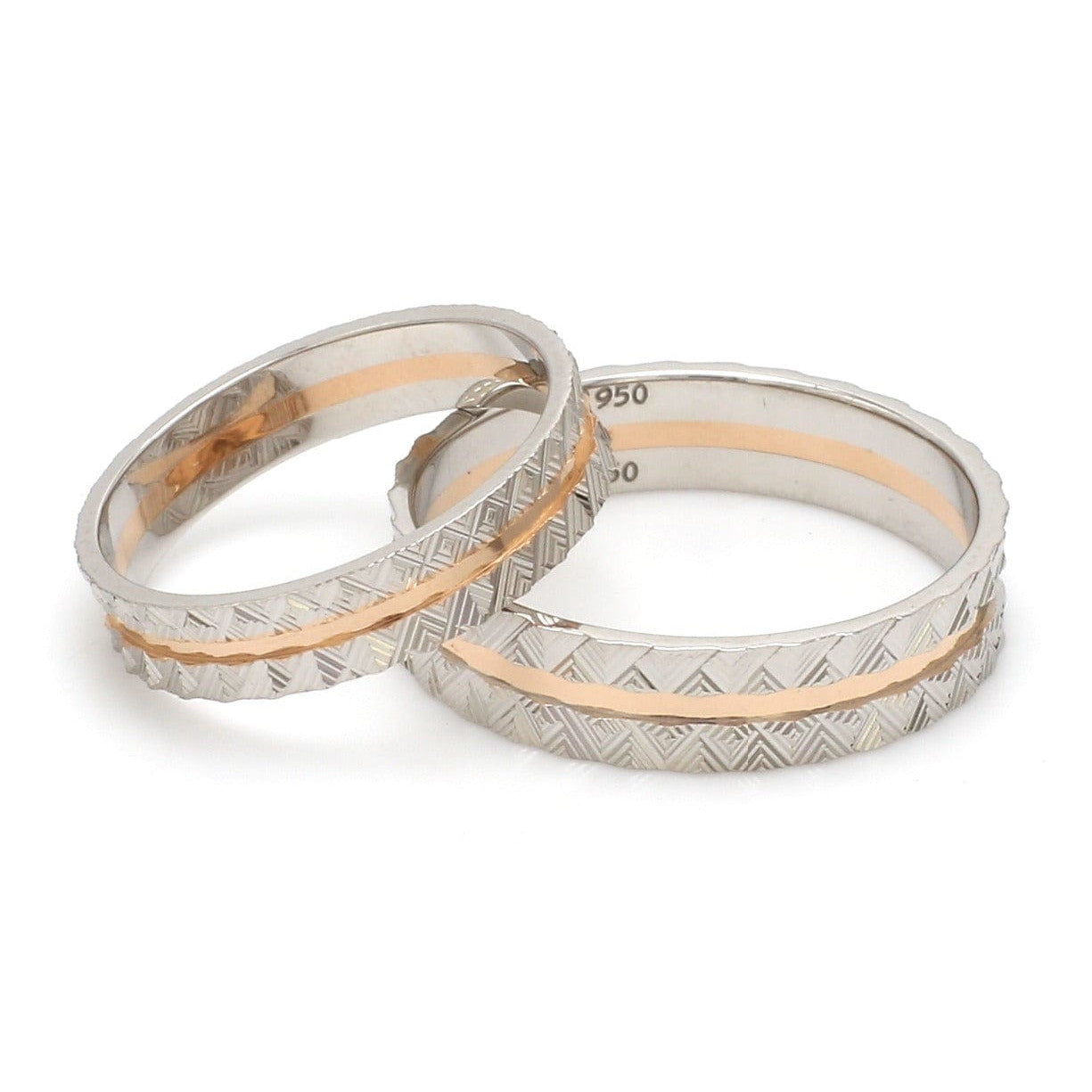 Designer Unisex Platinum & Rose Gold Couple Rings JL PT 1120