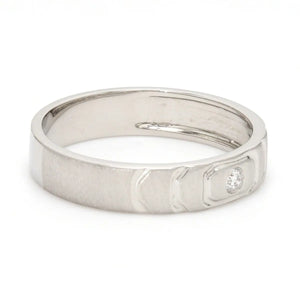 Designers Platinum Love Bands wth Hexagonal Grooves & Diamonds JL PT 427