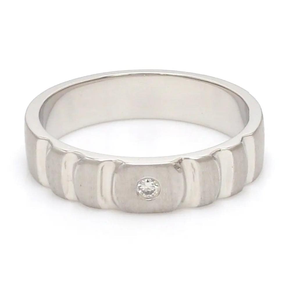 Designers Platinum Love Bands wth Hexagonal Grooves & Diamonds JL PT 427