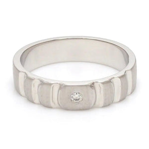 Designers Platinum Love Bands wth Hexagonal Grooves & Diamonds JL PT 427