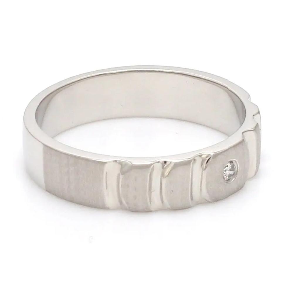 Designers Platinum Love Bands wth Hexagonal Grooves & Diamonds JL PT 427