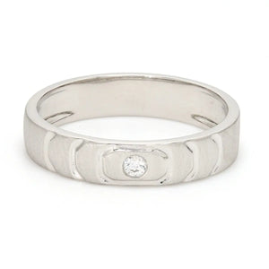 Designers Platinum Love Bands wth Hexagonal Grooves & Diamonds JL PT 427