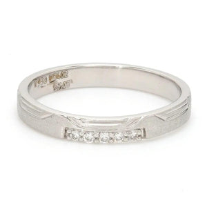 Designers Platinum Love Bands wth Hexagonal Grooves & Diamonds JL PT 427