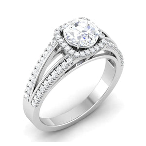 Double Shank with Diamonds - Platinum Solitaire Engagement Ring JL PT 513