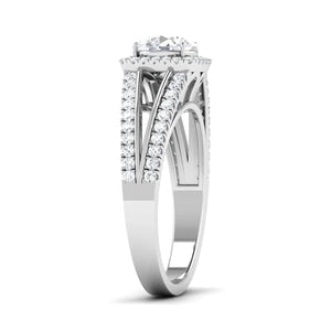 Double Shank with Diamonds - Platinum Solitaire Engagement Ring JL PT 513