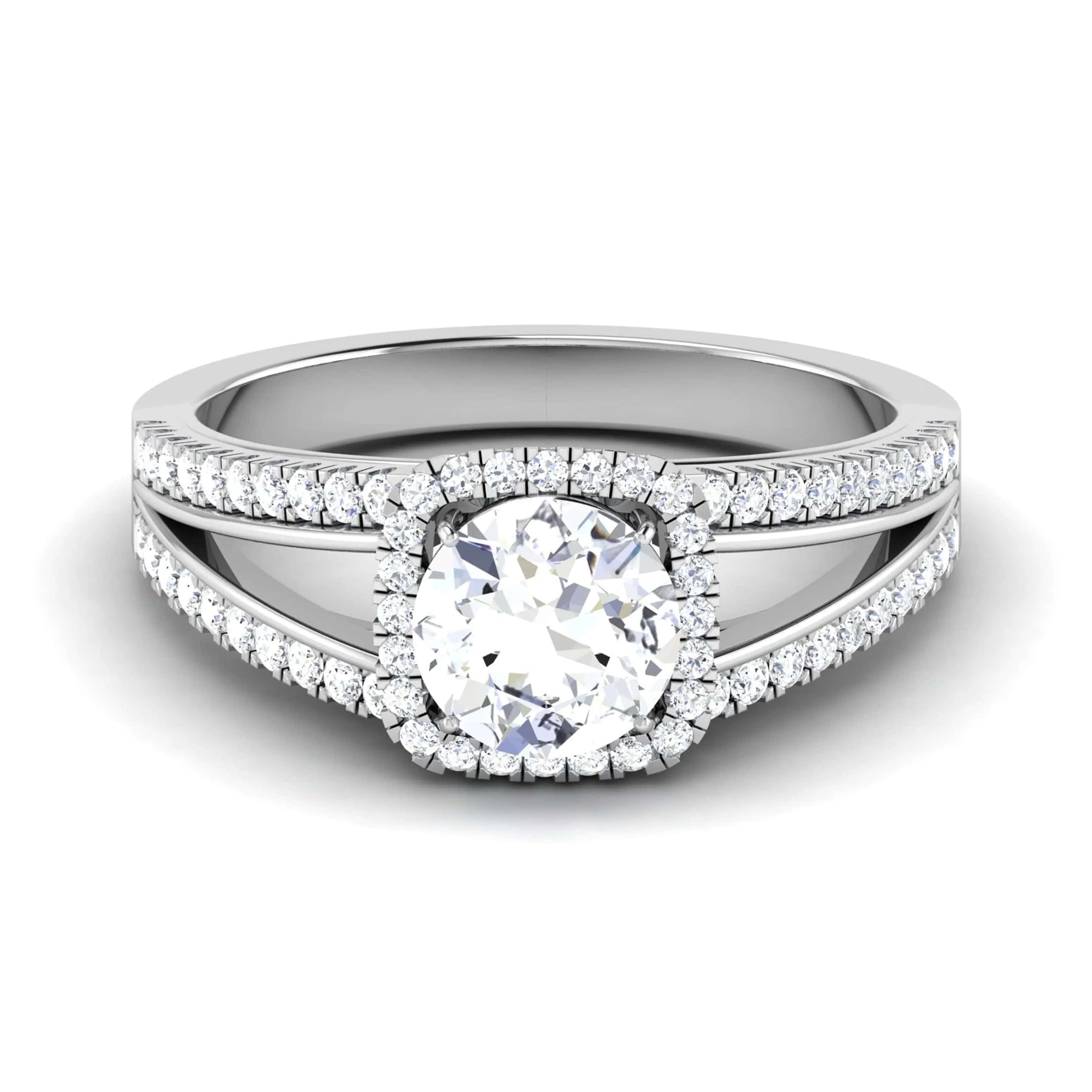 Double Shank with Diamonds - Platinum Solitaire Engagement Ring JL PT 513