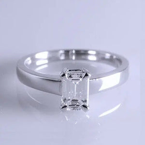 E VVS1 Emerald Cut Diamond Solitaire Ring SJ R 2304