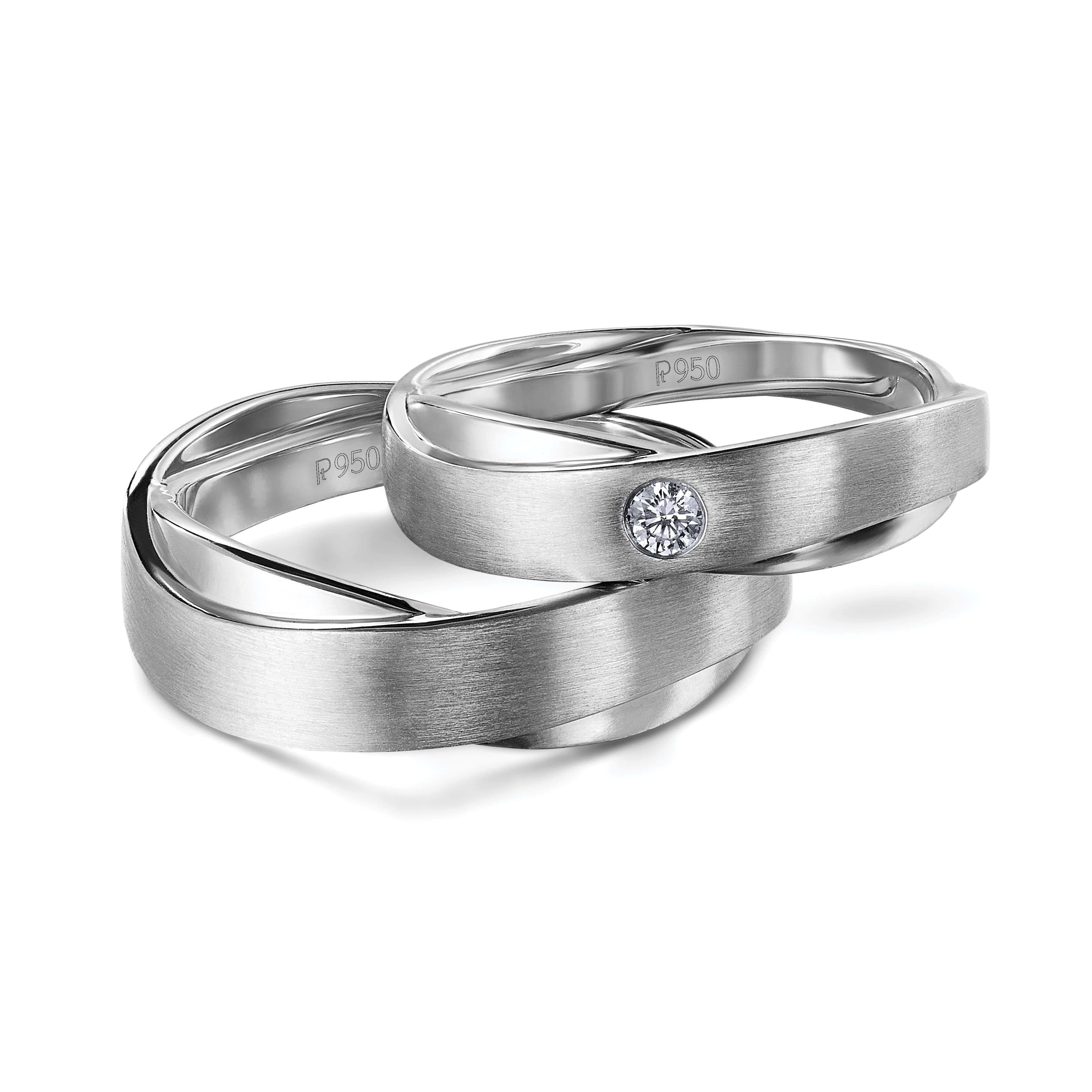 Earth & Moon Celestial Platinum Rings for Couple JL PT 596