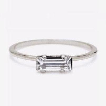 Emerald Cut Diamond Platinum Ring for Women JL PT 1139