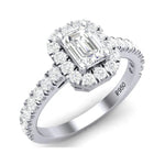 Load image into Gallery viewer, Emerald Cut Solitaire Ring in Platinum Halo Setting JL PT 469
