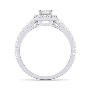 Emerald Cut Solitaire Ring in Platinum Halo Setting JL PT 469