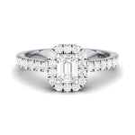 Load image into Gallery viewer, Emerald Cut Solitaire Ring in Platinum Halo Setting JL PT 469
