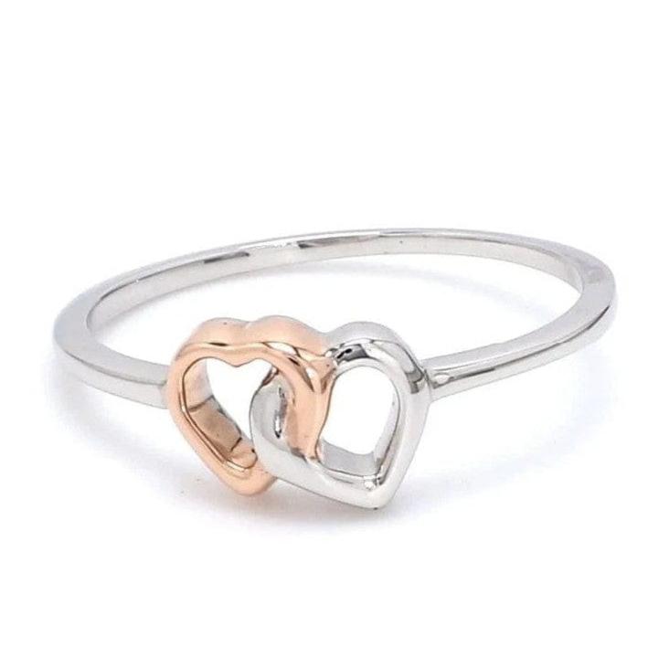 Entangled Heart Simple Platinum & Rose Gold Ring for Women JL PT 549