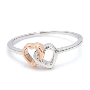 Entangled Heart Simple Platinum & Rose Gold Ring for Women JL PT 549