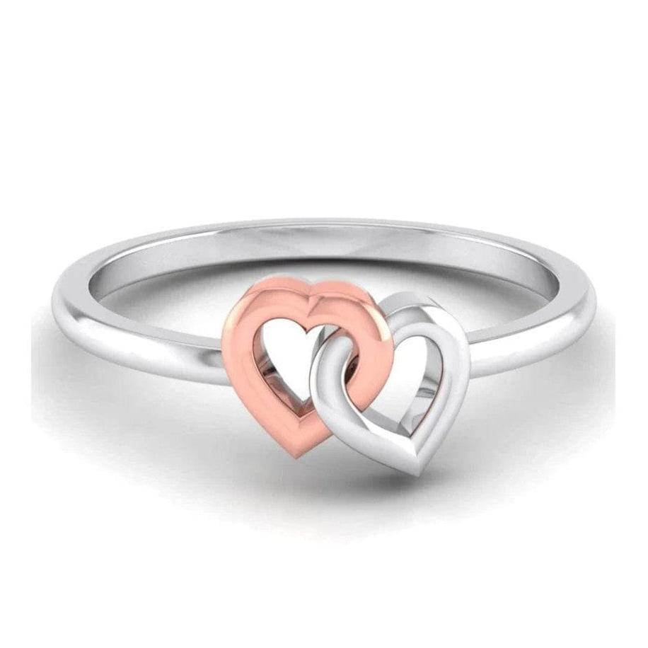 Entangled Heart Simple Platinum & Rose Gold Ring for Women JL PT 549