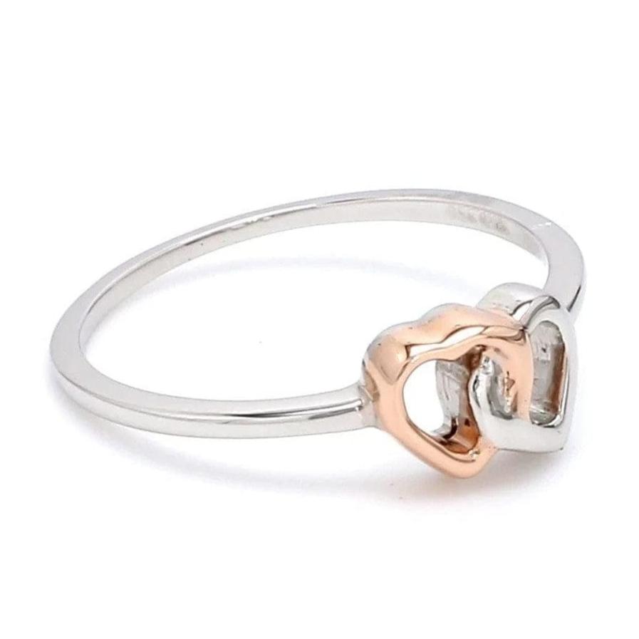 Entangled Heart Simple Platinum & Rose Gold Ring for Women JL PT 549