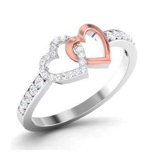 Entangled Hearts Platinum Ring with Diamonds for Women JL PT 552