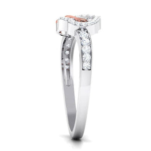 Entangled Hearts Platinum Ring with Diamonds for Women JL PT 552