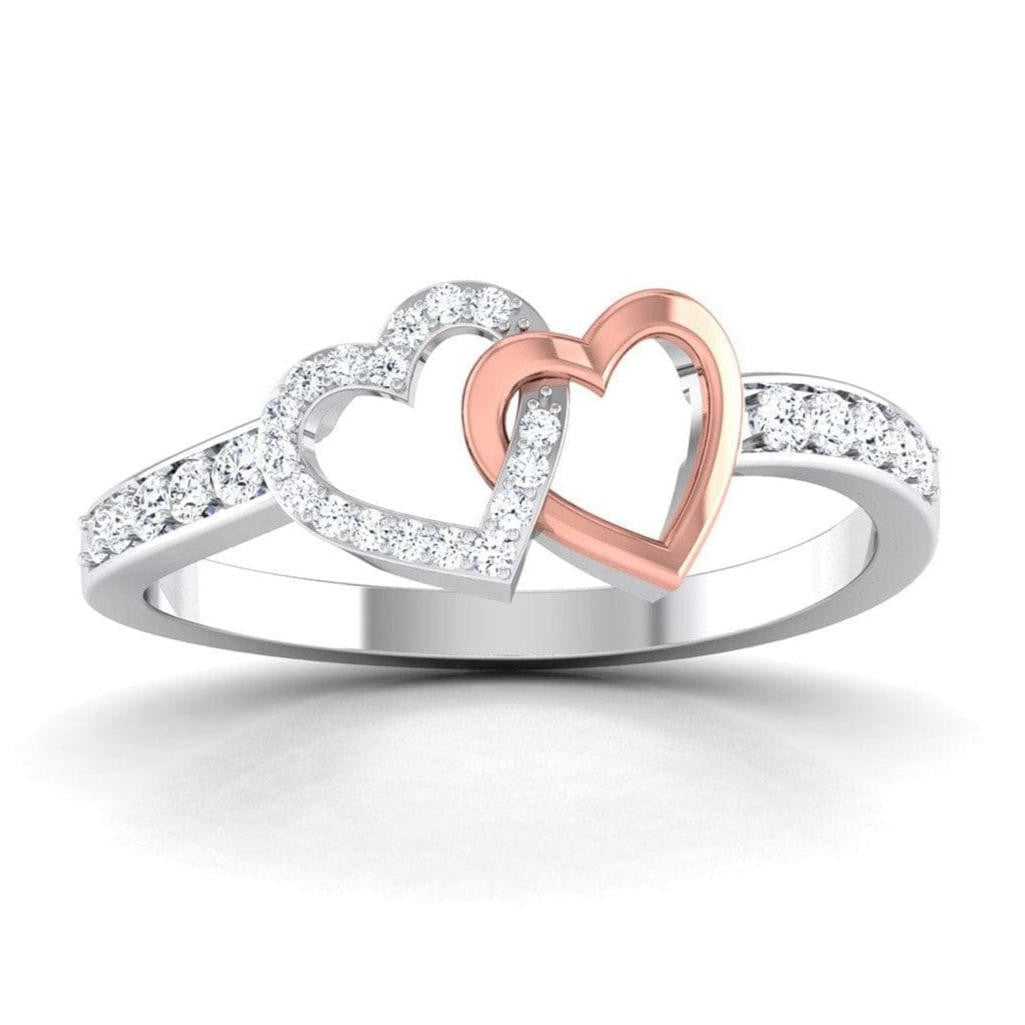 Entangled Hearts Platinum Ring with Diamonds for Women JL PT 552