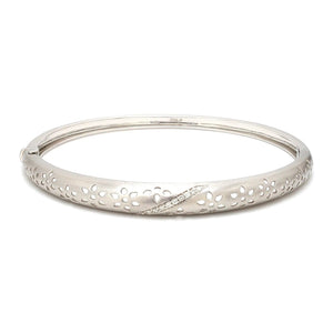 Ethnic Platinum Bracelet with Laser Cutting & Diamonds SJ PTB 104