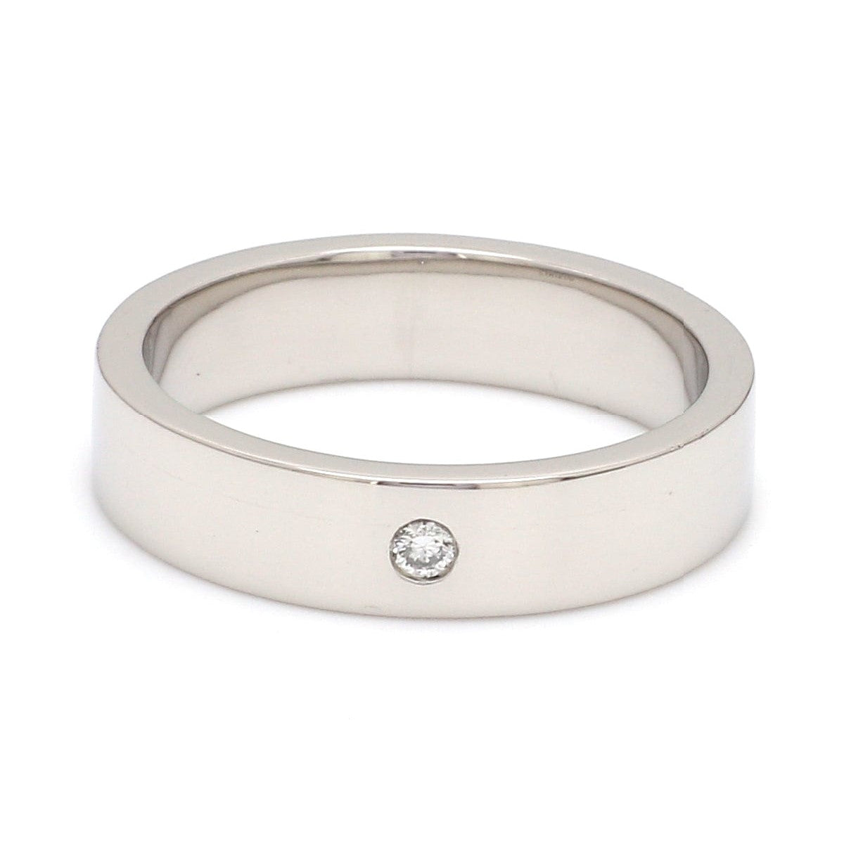 Flat Platinum Diamond Ring with Single Diamond JL PT 500 - Flat