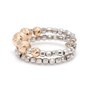 Flexible Platinum & Rose Gold Ring with Diamond Cut Balls JL PT 719