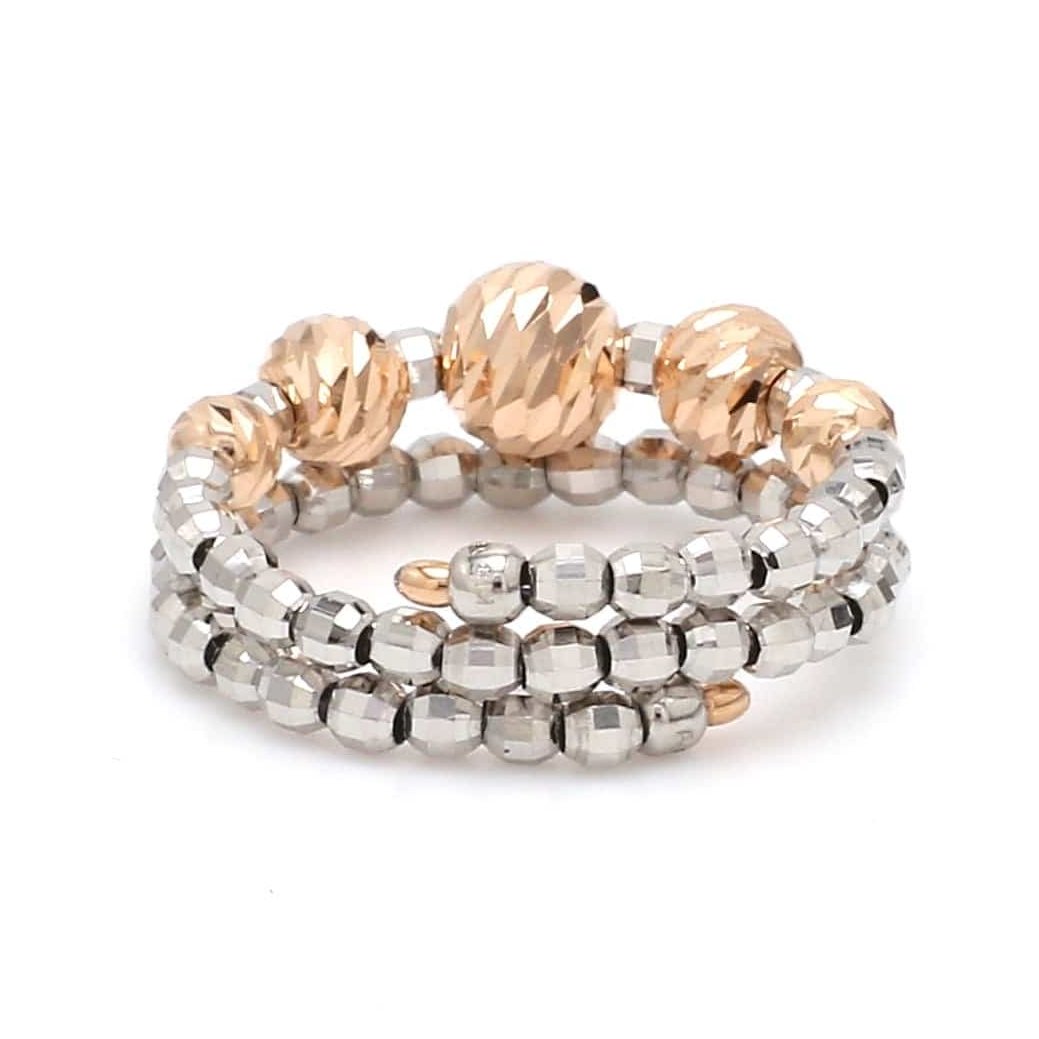 Flexible Platinum & Rose Gold Ring with Diamond Cut Balls JL PT 719