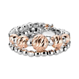 Flexible Platinum & Rose Gold Ring with Diamond Cut Balls JL PT 719