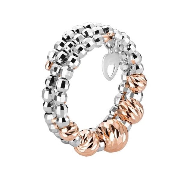 Flexible Platinum & Rose Gold Ring with Diamond Cut Balls JL PT 719