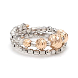 Flexible Platinum & Rose Gold Ring with Diamond Cut Balls JL PT 719