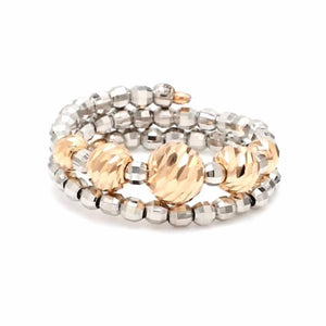 Flexible Platinum & Rose Gold Ring with Diamond Cut Balls JL PT 719